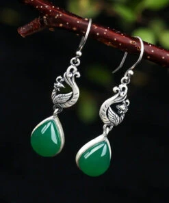 Sterling Silver Inlaid Water Drop Chalcedony Drop Earrings -Ada Fashion Stylish Green Sterling Silver Inlaid Water Drop Chalcedony Drop Earrings Ada Fashion 177872514