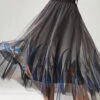 Stylish Grey Feather Print Tulle Skirts Summer YU1017