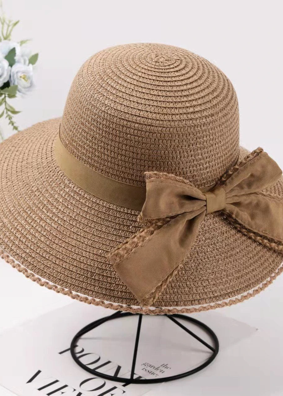 Stylish Khaki Bow Beach Straw Woven Floppy Sun Hat LC0541 7 Stylish Khaki Bow Beach Straw Woven Floppy Sun Hat LC0541 - Image 5