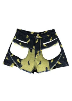 Stylish Navy Feathers Embroideried Patchwork Denim Shorts Summer ML0756 -Ada Fashion Stylish Navy Feathers Embroideried Patchwork Denim Shorts Summer Ada Fashion 163878143