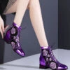 Stylish Purple Lace Up Breathable Mesh Splicing Chunky Boots RT1077 -Ada Fashion Stylish Purple Lace Up Breathable Mesh Splicing Chunky Boots1