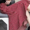 Stylish Red Dot High Waist Ruffled Chiffon Skirts Spring QQ1064