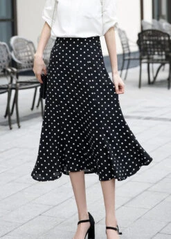 Stylish Red Dot High Waist Ruffled Chiffon Skirts Spring QQ1064 -Ada Fashion Stylish Red Dot High Waist Ruffled Chiffon Skirts Spring4