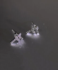 Stylish Silk Sterling Silver Zircon Love Stud Earrings GH1006 -Ada Fashion Stylish Silk Sterling Silver Zircon Love Stud Earrings5