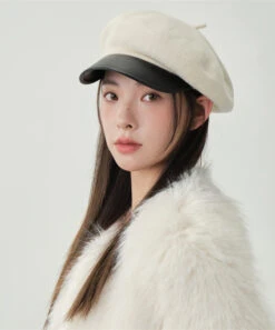Stylish White Patchwork Solid Woolen Beret HatLY539 -Ada Fashion Stylish White Patchwork Solid Woolen Beret Hat5