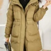 Stylish Yellow Hooded Pockets Patchwork Fine Cotton Filled Coat Winter LY9709 -Ada Fashion Stylish Yellow Hooded Pockets Patchwork Fine Cotton Filled Coat Winter1