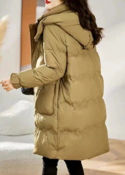 Stylish Yellow Hooded Pockets Patchwork Fine Cotton Filled Coat Winter LY9709 -Ada Fashion Stylish Yellow Hooded Pockets Patchwork Fine Cotton Filled Coat Winter4