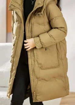 Stylish Yellow Hooded Pockets Patchwork Fine Cotton Filled Coat Winter LY9709 -Ada Fashion Stylish Yellow Hooded Pockets Patchwork Fine Cotton Filled Coat Winter5