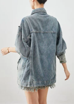 Stylish Zip Up Patchwork Denim Coats Fall ML2010 -Ada Fashion Stylish Zip Up Patchwork Denim Coats Fall4