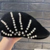 Summer Black Zircon Pearl Beret Hat LY549 1 Summer Black Zircon Pearl Beret Hat LY549 -Ada Fashion Summer Black Zircon Pearl Beret Hat1