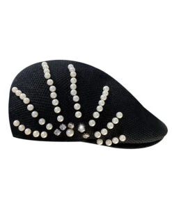 Summer Black Zircon Pearl Beret Hat LY549 -Ada Fashion Summer Black Zircon Pearl Beret Hat5