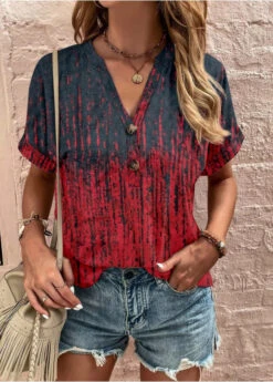 Summer Blouse Women Casual Print Ladies T Shirt Tops Black LY1948 -Ada Fashion Summer Blouse Women Casual print Ladies T Shirt Tops Black5