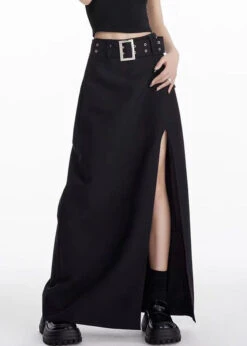Unique Black Front Open High Waist Patchwork Spandex Maxi Skirts Summer LY9108 -Ada Fashion Unique Black Front Open High Waist Patchwork Spandex Maxi Skirts Summer3 836a4435 2686 4693 8058 36f41c6f61e1