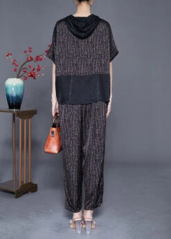 Unique Chocolate Oversized Patchwork Print Silk Two Piece Set Women Clothing Summer LY3635 -Ada Fashion Unique Chocolate Oversized Patchwork Print Silk Two Piece Set Women Clothing Summer4