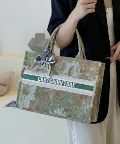 Unique Green Paitings Patchwork Canvas Satchel Handbag LY1384 -Ada Fashion Unique Green Paitings Patchwork Canvas Satchel Handbag3