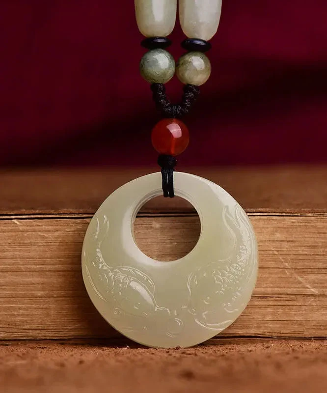 Unique Jade Hand Knitting Jade Little Fish Pendant Necklace ML0691 7 Unique Jade Hand Knitting Jade Little Fish Pendant Necklace ML0691 - Image 5