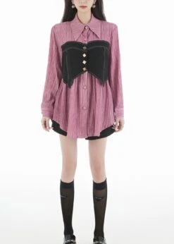 Unique Purple Peter Pan Collar Patchwork Cotton Blouses Spring LY0763 -Ada Fashion Unique Purple Peter Pan Collar Patchwork Cotton Blouses Spring5