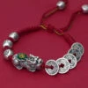 Unique Red Sterling Silver Xiupi Copper Coin Chain Bracelet ML0305