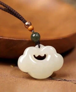 Unique White Hand Knitting Jade Pendant Necklace ML0690