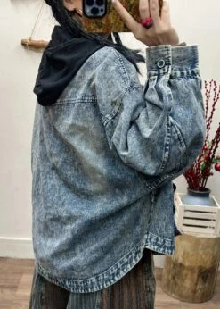 Vintage Blue Button Pockets Patchwork Denim Coat Fall ML3359 10 Vintage Blue Button Pockets Patchwork Denim Coat Fall ML3359 -Ada Fashion Vintage Blue Button Pockets Patchwork Denim Coat Fall Ada Fashion 171635127