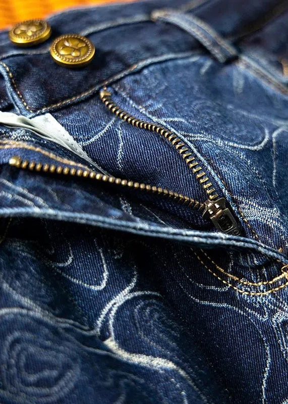 Vintage Blue Print High Waist Button Denim A Line Skirts Summer LY5265 5 Vintage Blue Print High Waist Button Denim A Line Skirts Summer LY5265 - Image 3