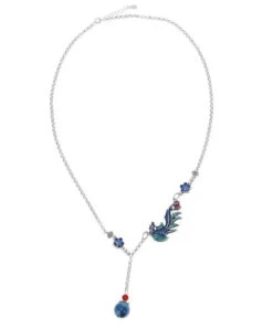 Vintage Blue Sterling Silver Tassel Cloisonne Floral Enamel Phoenix Pendant Necklace ML0294 -Ada Fashion Vintage Blue Sterling Silver Tassel Cloisonne Floral Enamel Phoenix Pendant Necklace Ada Fashion 161806548