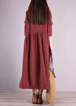 Vintage Brick Red Hooded Patchwork Warm Fleece Coats Winter ML0559 -Ada Fashion Vintage Brick Red Hooded Patchwork Warm Fleece Coats Winter Ada Fashion 162593326