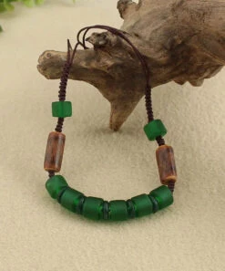 Vintage Green Hand Knitting Coloured Glaze Gratuated Bead Necklace ML1384 -Ada Fashion Vintage Green Hand Knitting Coloured Glaze Gratuated Bead Necklace Ada Fashion 165361353