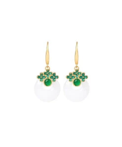 Vintage Green Overgild Inlaid Jade Floral Safety Buckle Drop Earrings LY8539 -Ada Fashion Vintage Green Overgild Inlaid Jade Floral Safety Buckle Drop Earrings Ada Fashion 150924372