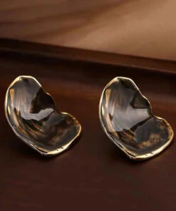 Vintage Grey Brown Copper Overgild Dropwise Glaze Stud Earrings ML0354 -Ada Fashion Vintage Grey Brown Copper Overgild Dropwise Glaze Stud Earrings Ada Fashion 161828165