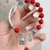 Vintage Mulberry Sterling Silver Cinnabar Tassel Charm Bracelet KX1048 -Ada Fashion Vintage Mulberry Sterling Silver Cinnabar Tassel Charm Bracelet1