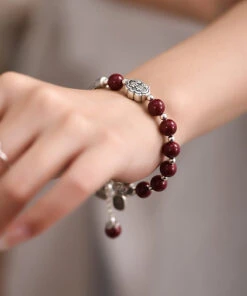 Vintage Mulberry Sterling Silver Cinnabar Tassel Charm Bracelet KX1048 -Ada Fashion Vintage Mulberry Sterling Silver Cinnabar Tassel Charm Bracelet4