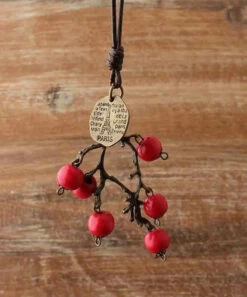 Vintage Red Hand Knitting Red Apple Vine Pendant Necklace ML0601