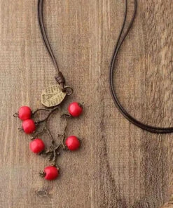Vintage Red Hand Knitting Red Apple Vine Pendant Necklace ML0601 -Ada Fashion Vintage Red Hand Knitting Red Apple Vine Pendant Necklace Ada Fashion 162757058
