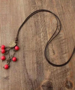 Vintage Red Hand Knitting Red Apple Vine Pendant Necklace ML0601 -Ada Fashion Vintage Red Hand Knitting Red Apple Vine Pendant Necklace Ada Fashion 162757226