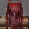 Vintage Red Tassel Rivet Calf Leather Satchel Bag Handbag ZX1019
