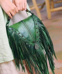 Vintage Red Tassel Rivet Calf Leather Satchel Bag Handbag ZX1019 -Ada Fashion Vintage Red Tassel Rivet Calf Leather Satchel Bag Handbag5