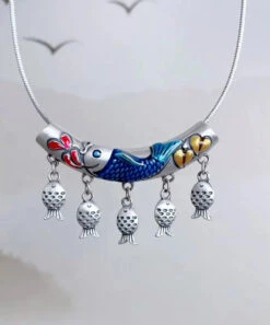 Vintage Silk Sterling Silver Tassel Cloisonne Pendant Necklace ML0284