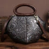 Vintage Silver Brown Cowhide Embossed Solid Durable Handbag ML2234 -Ada Fashion Vintage Silver Brown Cowhide Embossed Solid Durable Handbag1