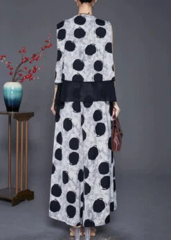 Vintage White Asymmetrical Patchwork Circles Cotton Two Piece Set Outfits Fall ML0327 -Ada Fashion Vintage White Asymmetrical Patchwork Circles Cotton Two Piece Set Outfits Fall Ada Fashion 161841097