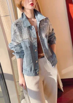 Vogue Blue Peter Pan Collar Tulle Patchwork Sequins Button Denim Coats Fall LY7935 -Ada Fashion Vogue Blue Peter Pan Collar Tulle Patchwork Sequins Button Denim Coats Fall3 a94cd1bb 7214 4c35 ba82 6064b2290a07