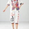 White Print Silk Tops And Pants Two Pieces Set Oversized Summer LY6107 -Ada Fashion White Print Silk Tops And Pants Two Pieces Set Oversized Summer1