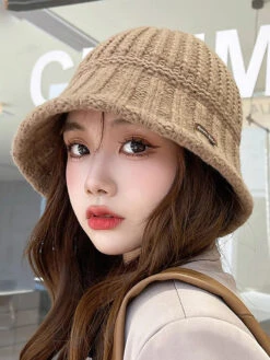 Pure Color Knitted Patch Warm Hat -Ada Fashion Winter Pure Color Fashion Knitted Patch Warm Hat Ada Fashion 178576912