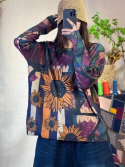 Women Print Knitted Sweater