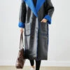 Women Black Fleece Wool Lined Wear On Both Sides Faux Leather Coat Outwear Winter LY9259