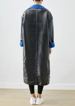 Women Black Fleece Wool Lined Wear On Both Sides Faux Leather Coat Outwear Winter LY9259 -Ada Fashion Women Black Fleece Wool Lined Wear On Both Sides Faux Leather Coat Outwear Winter4