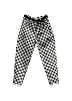 Women Black Plaid Pockets Patchwork Denim Pants Fall ML0795 -Ada Fashion Women Black Plaid Pockets Patchwork Denim Pants Fall Ada Fashion 163907922