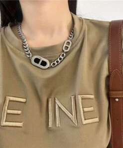 Women Black Stainless Steel Pig Nose Necklace ML0680