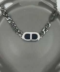 Women Black Stainless Steel Pig Nose Necklace ML0680 -Ada Fashion Women Black Stainless Steel Pig Nose Necklace Ada Fashion 162801561