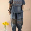 Women Blue O-Neck Patchwork Tops And Pants Denim Two Pieces Set Summer LY4067 -Ada Fashion Women Blue O Neck Patchwork Tops And Pants Denim Two Pieces Set Summer1